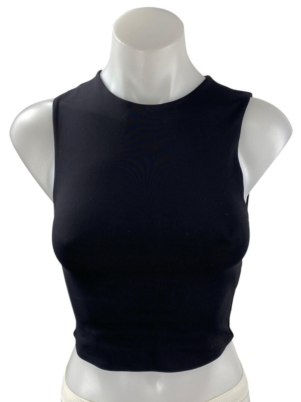 Aritzia Babaton Women's Black Crew Neck Sleeveless Slim Fit Crop Tank Top Sz XS
